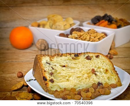 Christmas cake and dried organic fruits