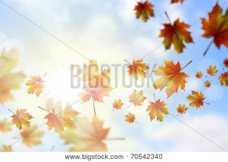 Background conceptual image with autumn falling leaves