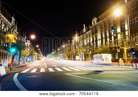 Avenue de la Liberte view at night in Luxembourg