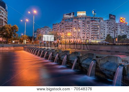 Romania,. Bucharest - June 12, 2014: Dambovita River In Bucharest Town Center On June 12, 2014.