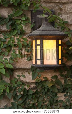 craftsman style lamp on post