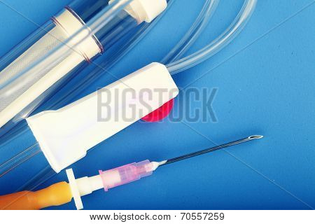 Iv Drip With Filter. Medical Disposable Equipment.