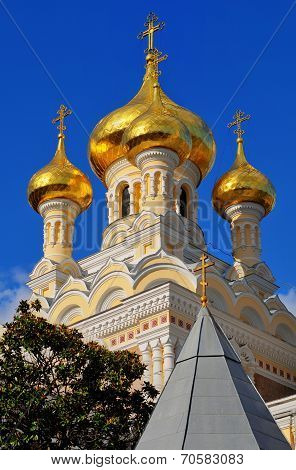 Gold Onion Domes Of The Alexander Nevsky Cathedral