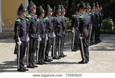 Soldier guarding the Royal Palace in Oslo, Norway.