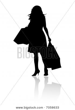 รูปเงาดำสาวช้อปปิ้ง