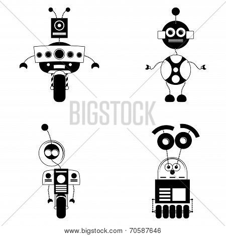 Vector Set Of Different Cute Robots Isolated