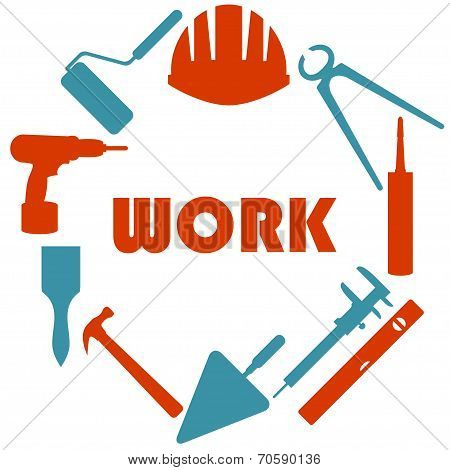 Flat design with house repair icons.