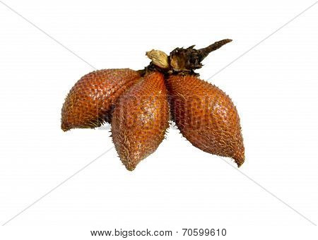 Salacca or zalacca tropical fruit on white isolated