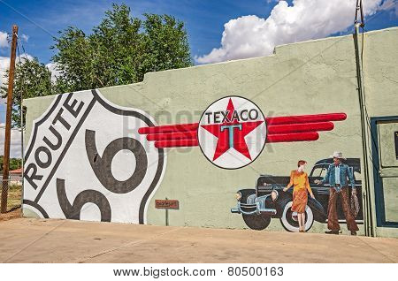 Route 66 Mural With Texaco Sign