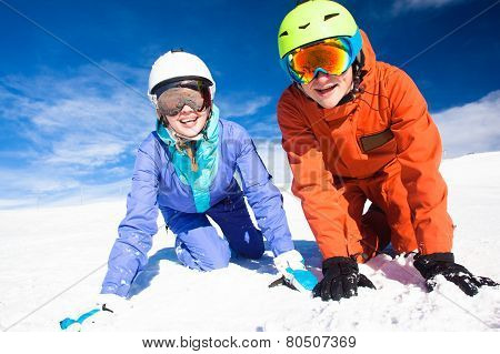 a couple on mountain vacation. Dolomiti Superski, Itlay