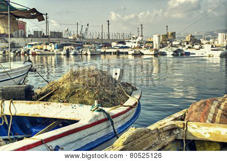 Dramatic Scene of Fishing Boats in HDR