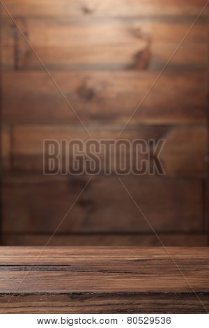 empty old wooden table top