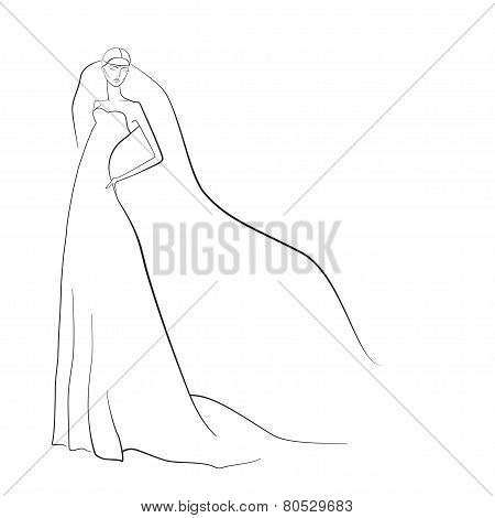 Wedding Background - Elegant Bride In White Dress