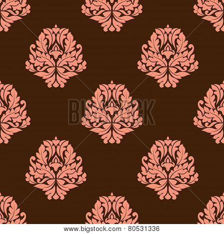 Baroque styled pink flowers in seamless pattern
