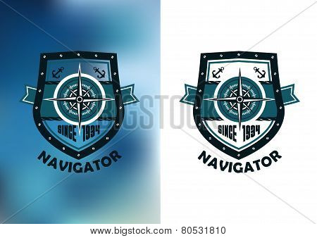 Vintage marine navigator label or emblem