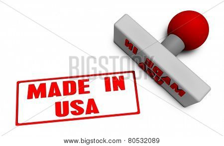Made in USA Stamp or Chop on Paper Concept in 3d