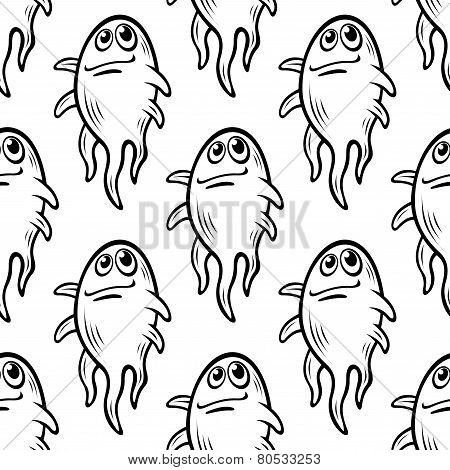 Seamless pattern with cute cartoon monster character