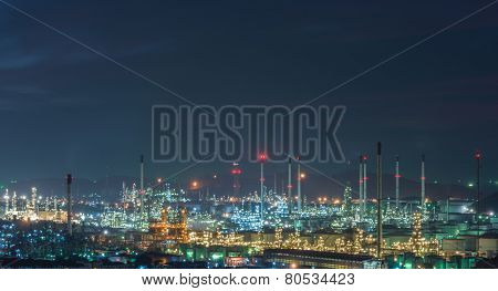 Oil Refinery Power Station At Twilight