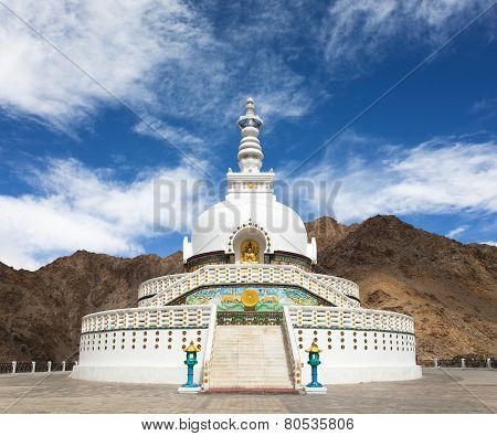 Tall Shanti Stupa  Leh - Jammu And Kashmir - Ladakh