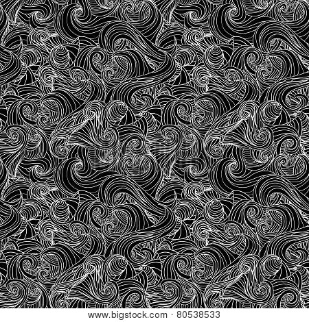 Abstract Doodle Waves Seamless Pattern