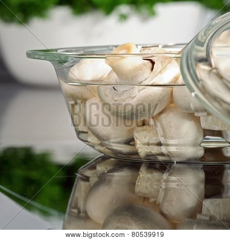 Mushrooms In Glass Bowl