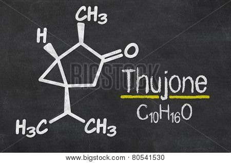 Blackboard with the chemical formula of Thujone