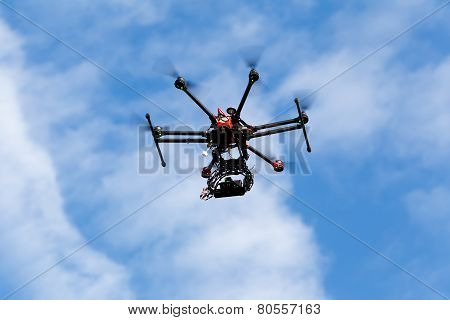 Dji S900 Drone In Flight With A Mounted Sony A7  Edition Digital Camera In Athens, Greece.