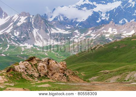 Mountain landscape in cloudy weather.