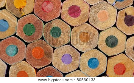 Texture of colored pencils close up
