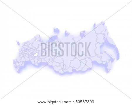 Map of the Russian Federation. Republic of Udmurtia. 3d
