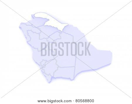 Map of El Al Hudud Northern Border. Saudi Arabia. 3d
