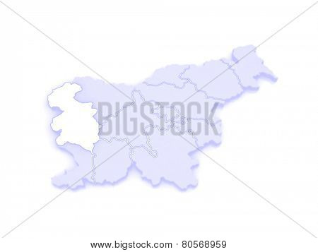 Map of Goritskii region. Slovenia. 3d