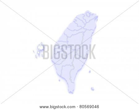 Map of Penghu County. Taiwan. 3d
