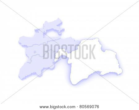 Map of Gorno-Badakhshan. Tajikistan. 3d