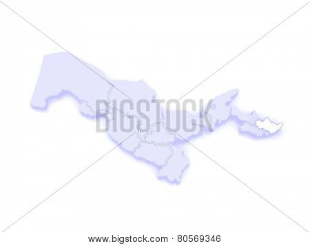 Map of Andijan. Uzbekistan. 3d