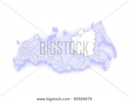 Map of the Russian Federation. Republic of Sakha (Yakutia). 3d