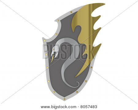 Antiguo escudo aislado sobre fondo blanco