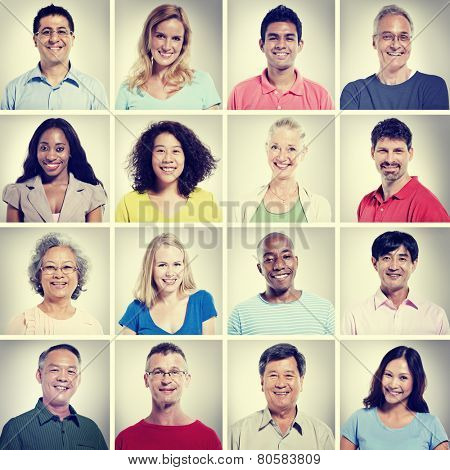 Protrait of Group Diversity People Community Happiness Concept