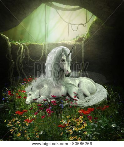 Unicorn Mare And Foal