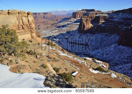 Shafer Canyon In Canyonlands National Park, Utah In Winter