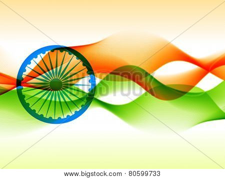 ector indian flag design made in wave style on isolated background 