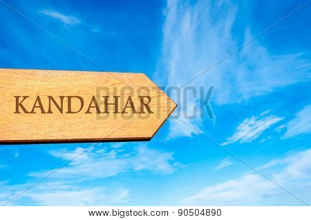 Blank Wooden Arrow Over Clear Blue Sky With Copy Space