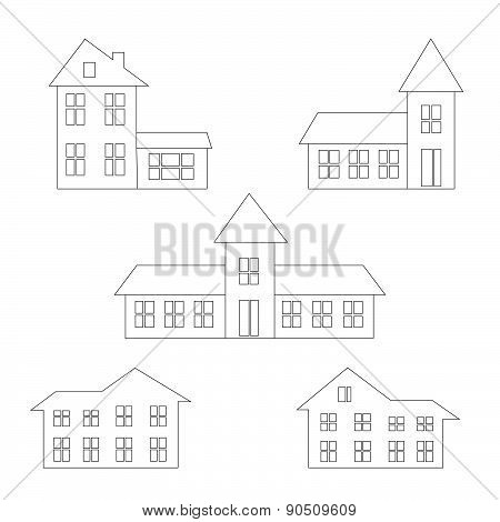 houses icons set
