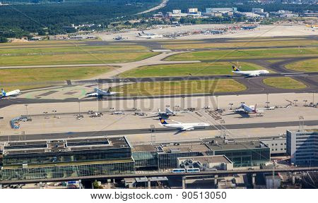 Aerial Of Airport Frankfurt