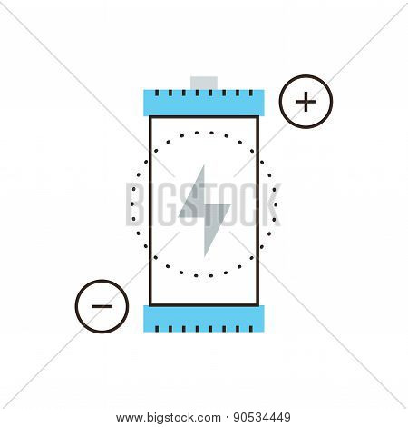 Charging Battery Flat Line Icon Concept