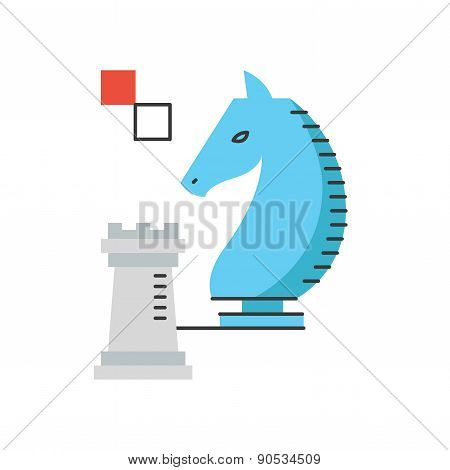 Chess Strategy Flat Line Icon Concept