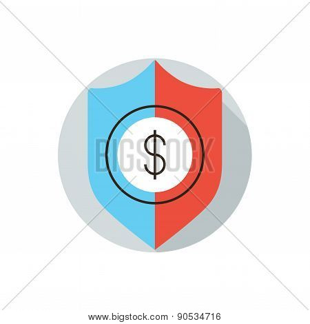 Financial Security Flat Line Icon Concept