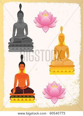 Lotus Flower And Buddha