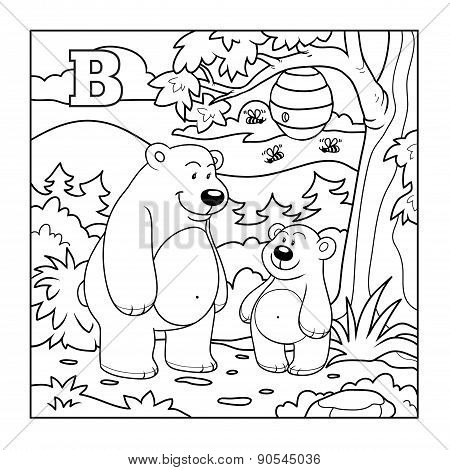 Coloring Book (bears In The Forest), Colorless Letter B