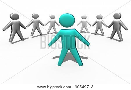 team leader in the crowd business concept 3d illustration